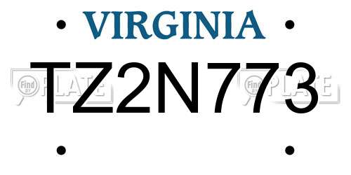 TZ2N773 Virginia License Plate