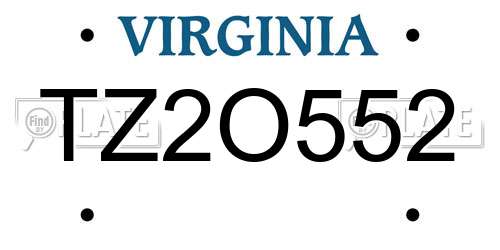 TZ2O552 Virginia License Plate