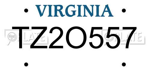 TZ2O557 Virginia License Plate
