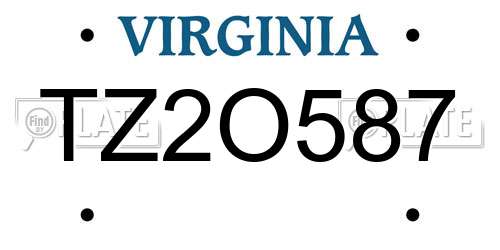 TZ2O587 Virginia License Plate