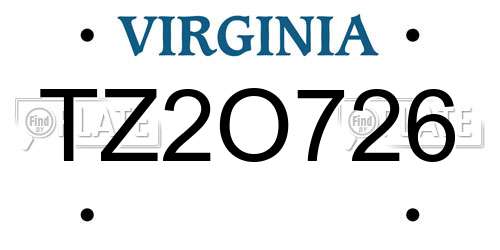 TZ2O726 Virginia License Plate