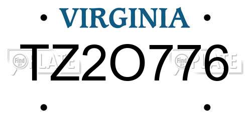 TZ2O776 Virginia License Plate