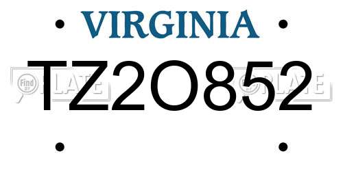 TZ2O852 Virginia License Plate