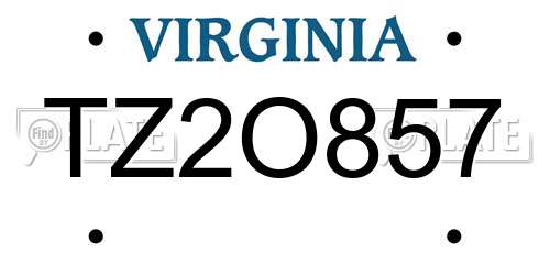 TZ2O857 Virginia License Plate