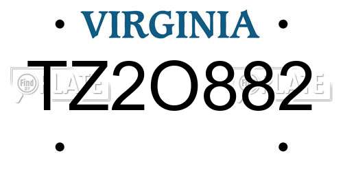 TZ2O882 Virginia License Plate