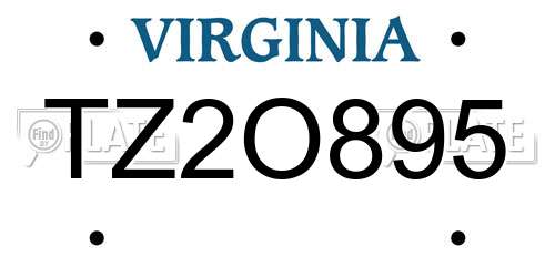 TZ2O895 Virginia License Plate