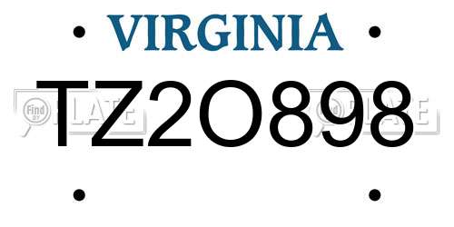 TZ2O898 Virginia License Plate