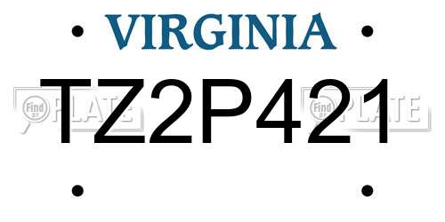 TZ2P421 Virginia License Plate