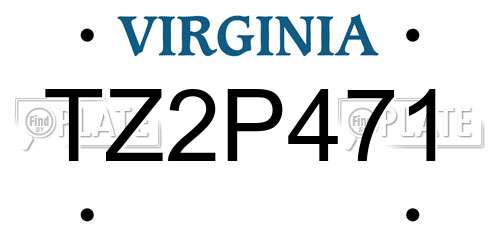 TZ2P471 Virginia License Plate