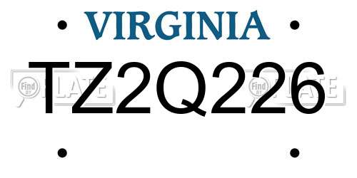 TZ2Q226 Virginia License Plate