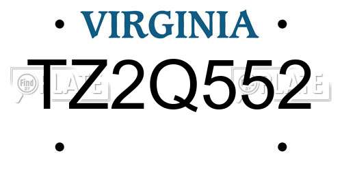 TZ2Q552 Virginia License Plate