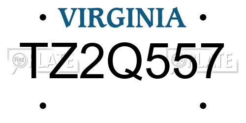 TZ2Q557 Virginia License Plate