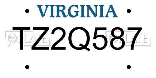 TZ2Q587 Virginia License Plate