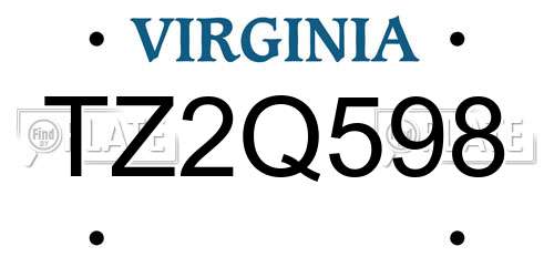 TZ2Q598 Virginia License Plate