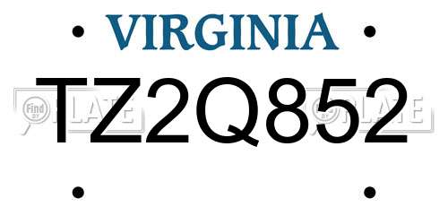 TZ2Q852 Virginia License Plate