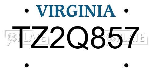 TZ2Q857 Virginia License Plate