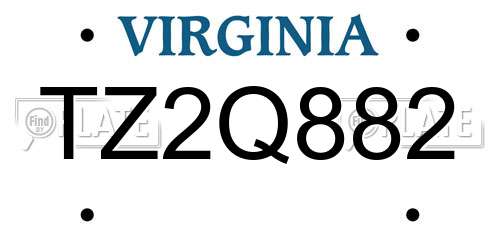 TZ2Q882 Virginia License Plate