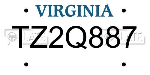 TZ2Q887 Virginia License Plate