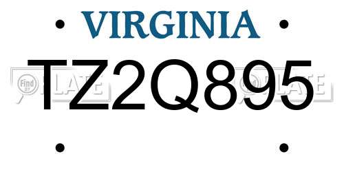TZ2Q895 Virginia License Plate