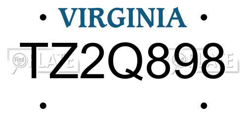 TZ2Q898 Virginia License Plate