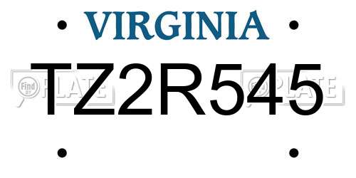 TZ2R545 Virginia License Plate