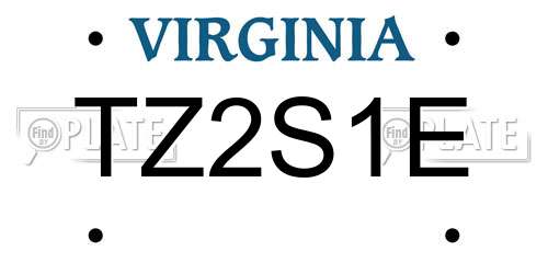 TZ2S1E Virginia License Plate