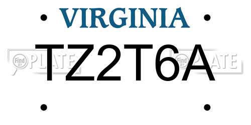 TZ2T6A Virginia License Plate