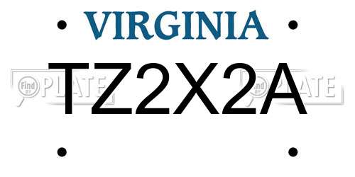 TZ2X2A Virginia License Plate