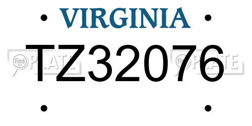 TZ32076 Virginia License Plate