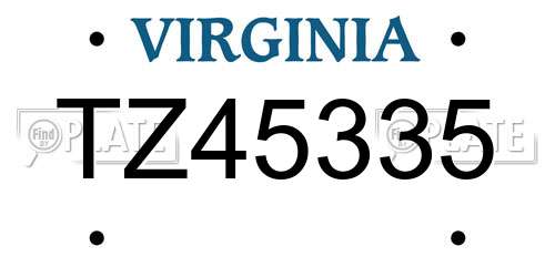 TZ45335 Virginia License Plate