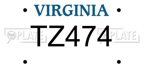 TZ474 Virginia License Plate