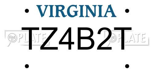 TZ4B2T Virginia License Plate