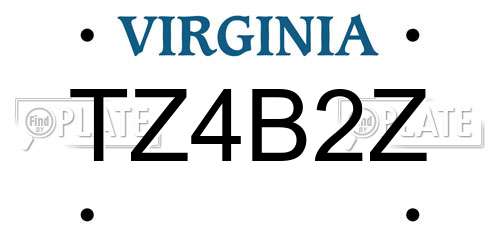 TZ4B2Z Virginia License Plate