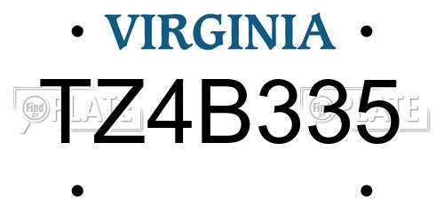 TZ4B335 Virginia License Plate