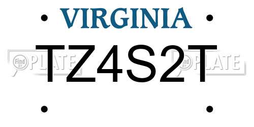 TZ4S2T Virginia License Plate