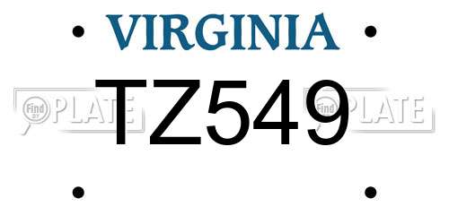 TZ549 Virginia License Plate