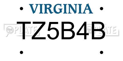 TZ5B4B Virginia License Plate