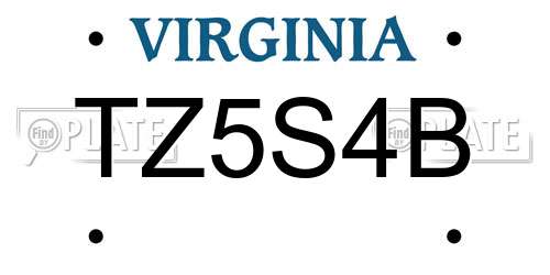 TZ5S4B Virginia License Plate