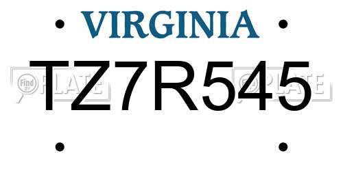 TZ7R545 Virginia License Plate