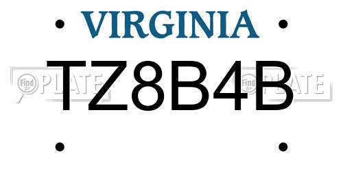 TZ8B4B Virginia License Plate
