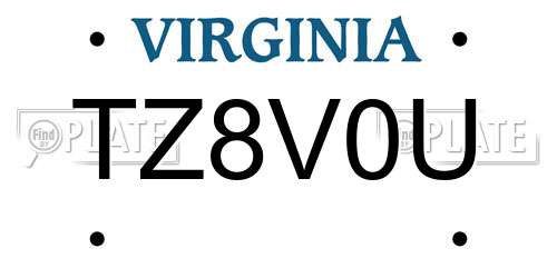 TZ8V0U Virginia License Plate