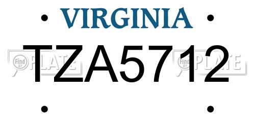 TZA5712 Virginia License Plate