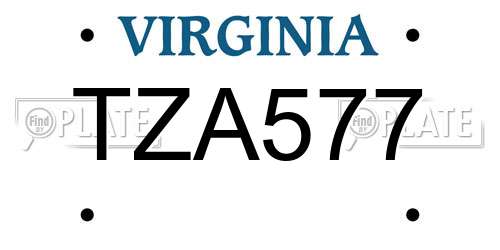 TZA577 Virginia License Plate