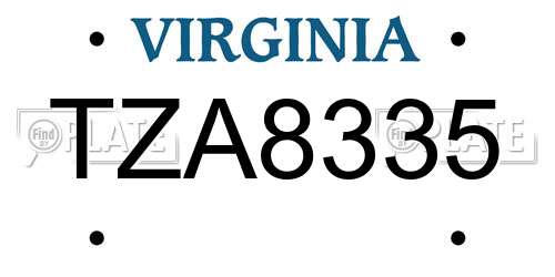 TZA8335 Virginia License Plate