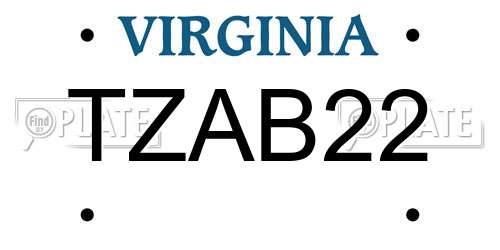 TZAB22 Virginia License Plate