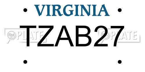 TZAB27 Virginia License Plate