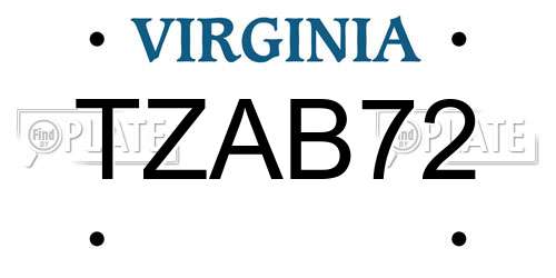 TZAB72 Virginia License Plate