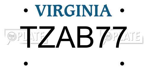 TZAB77 Virginia License Plate