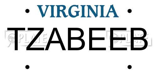 TZABEEB Virginia License Plate