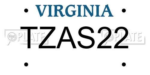 TZAS22 Virginia License Plate